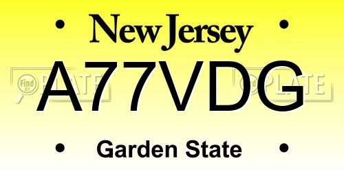 A77VDG New Jersey License Plate