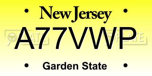 A77VWP New Jersey License Plate