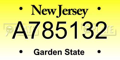 A785132 New Jersey License Plate