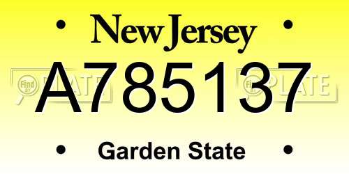 A785137 New Jersey License Plate