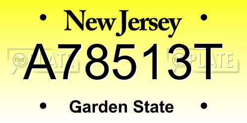 A78513T New Jersey License Plate
