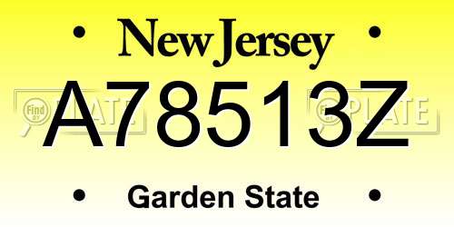 A78513Z New Jersey License Plate