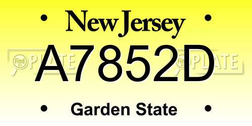 A7852D New Jersey License Plate