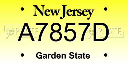 A7857D New Jersey License Plate