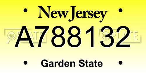 A788132 New Jersey License Plate