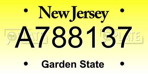 A788137 New Jersey License Plate