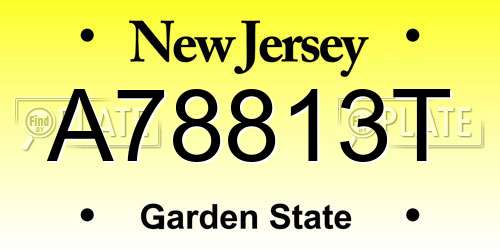 A78813T New Jersey License Plate
