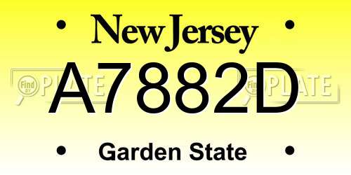A7882D New Jersey License Plate