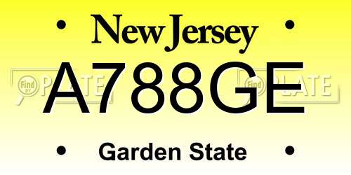 A788GE New Jersey License Plate