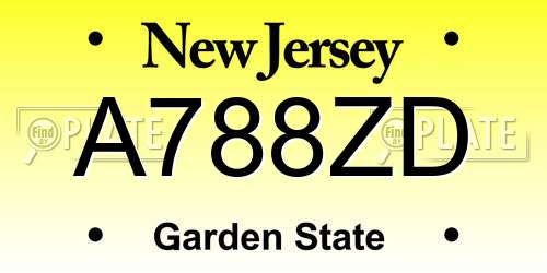 A788ZD New Jersey License Plate