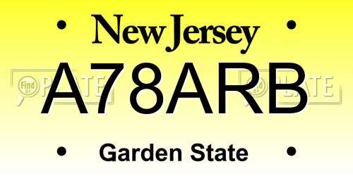 A78ARB New Jersey License Plate
