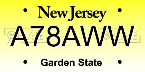 A78AWW New Jersey License Plate
