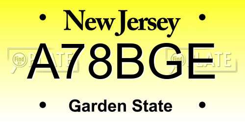 A78BGE New Jersey License Plate