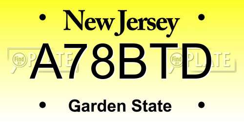 A78BTD New Jersey License Plate