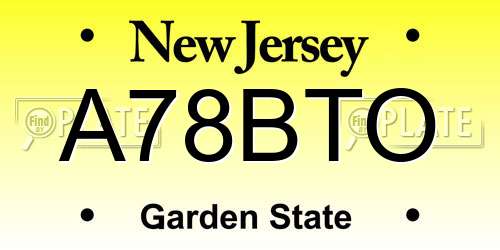 A78BTO New Jersey License Plate
