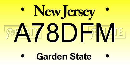 A78DFM New Jersey License Plate