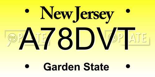 A78DVT New Jersey License Plate