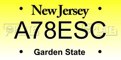 A78ESC New Jersey License Plate