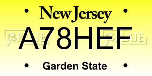 A78HEF New Jersey License Plate