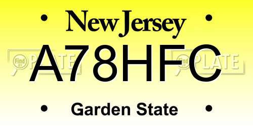 A78HFC New Jersey License Plate