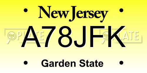 A78JFK New Jersey License Plate