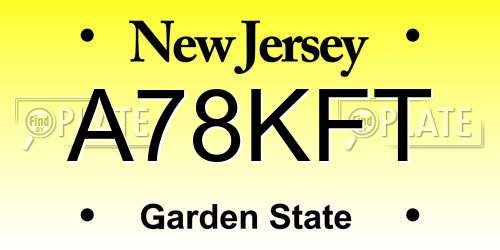 A78KFT New Jersey License Plate