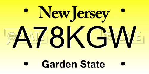 A78KGW New Jersey License Plate