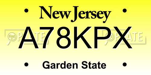 A78KPX New Jersey License Plate