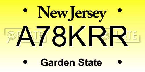 A78KRR New Jersey License Plate