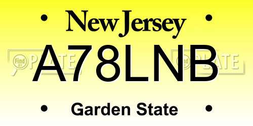 A78LNB New Jersey License Plate