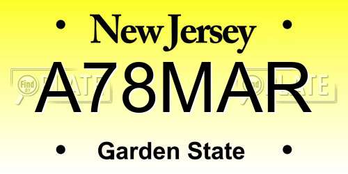 A78MAR New Jersey License Plate