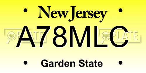 A78MLC New Jersey License Plate
