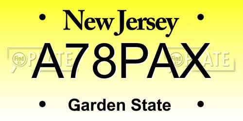 A78PAX New Jersey License Plate