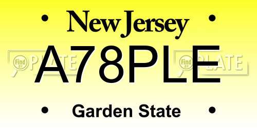 A78PLE New Jersey License Plate