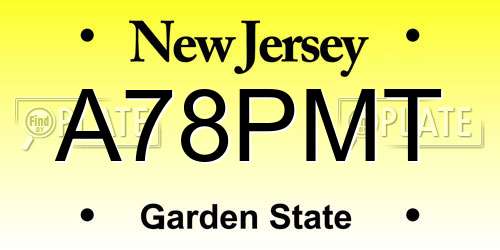A78PMT New Jersey License Plate