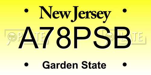 A78PSB New Jersey License Plate