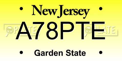 A78PTE New Jersey License Plate