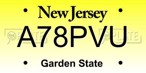 A78PVU New Jersey License Plate