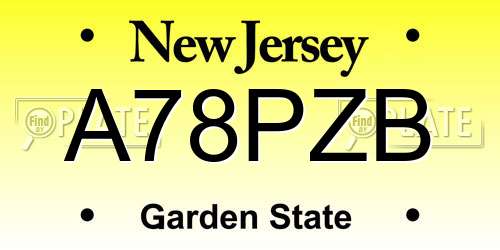 A78PZB New Jersey License Plate