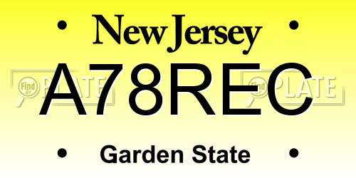 A78REC New Jersey License Plate