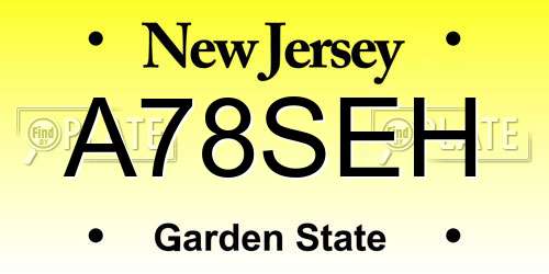 A78SEH New Jersey License Plate