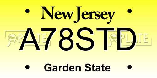 A78STD New Jersey License Plate