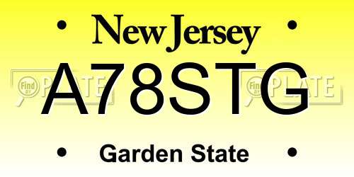 A78STG New Jersey License Plate