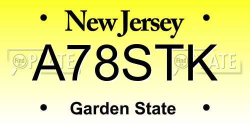 A78STK New Jersey License Plate