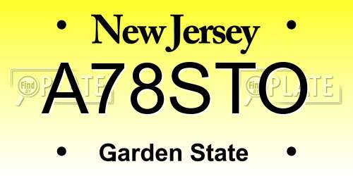 A78STO New Jersey License Plate