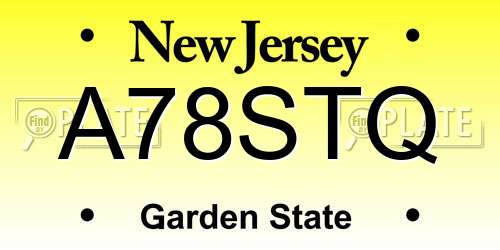 A78STQ New Jersey License Plate