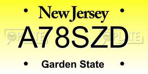 A78SZD New Jersey License Plate