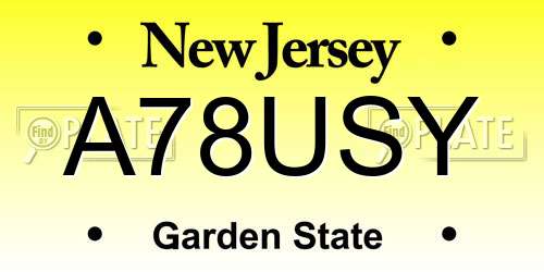 A78USY New Jersey License Plate