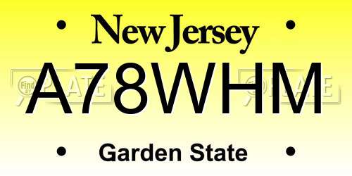 A78WHM New Jersey License Plate