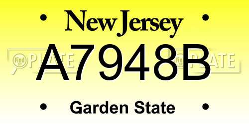 A7948B New Jersey License Plate